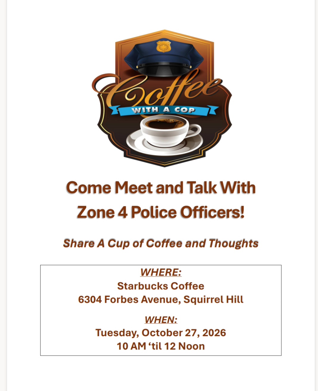 10/27 Zone 4 Coffee with Cops